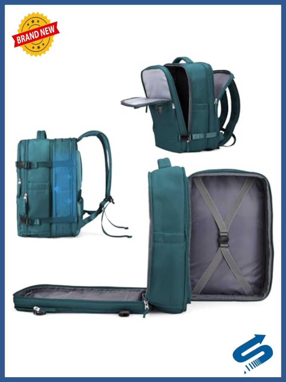 Large Expandable Travel Backpack Waterproof Polyester Carry On 45L